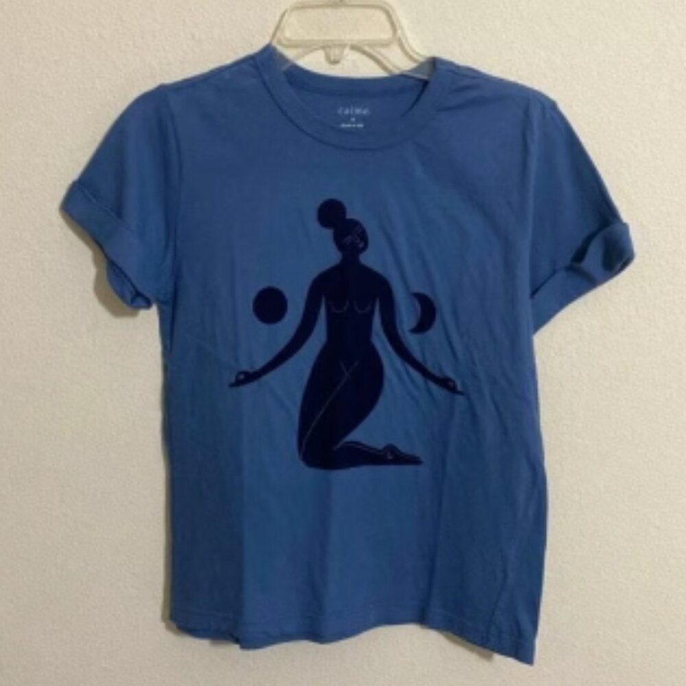 CALME Meditation Graphic Tee 100% Organic Cotton T-Shirt Women’s Size XS